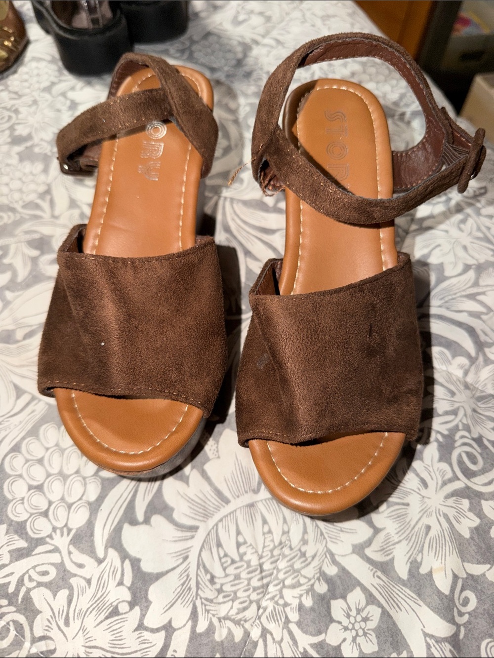 Brown Suede Wedge Sandals - Women